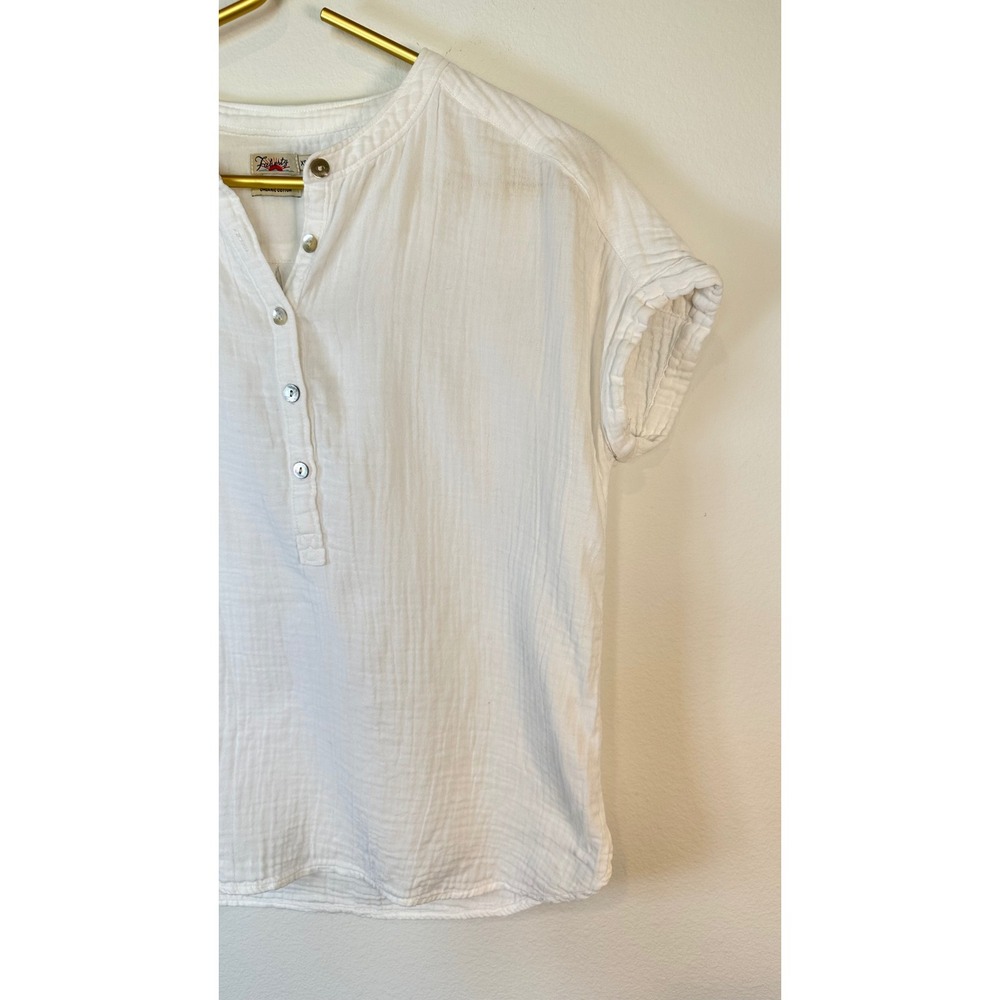 Faherty Isha Top XS White Organic Cotton Gauze Coastal Beachy - Picture 3 of 8